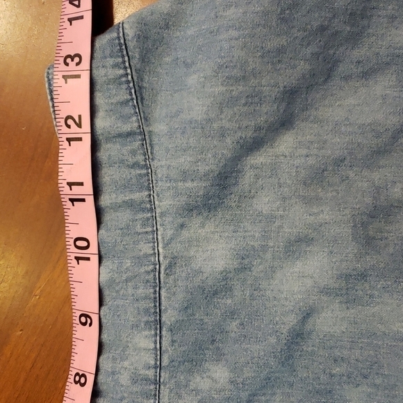 Forever 21 Repurposed Bleached Denim Chambray Skater Mini Skirt M EUC - Picture 6 of 11